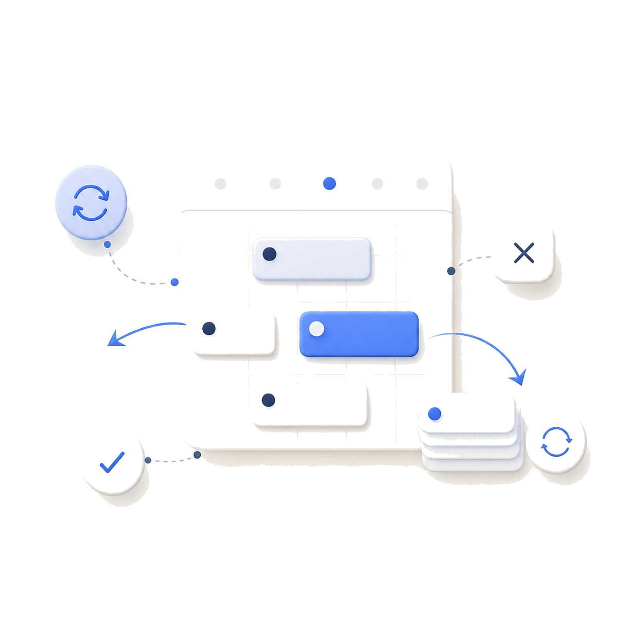 Minimal illustration of an AI scheduling agent arranging recurring lesson cards.