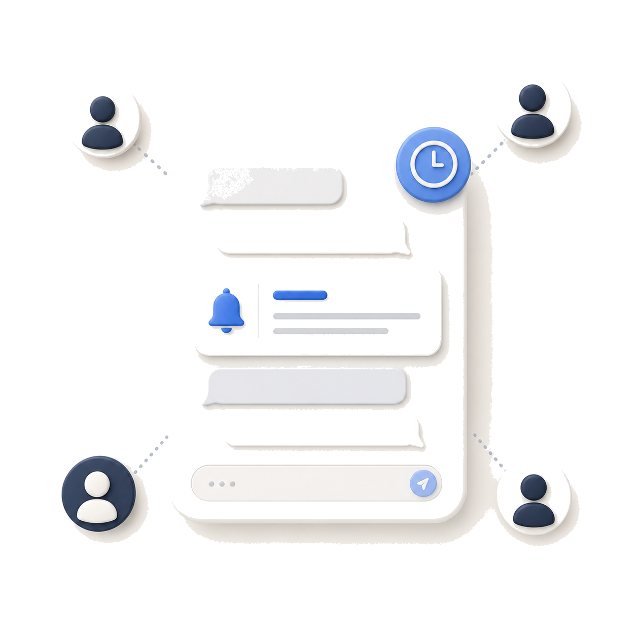 Minimal illustration of a lesson reminder appearing in a group chat.